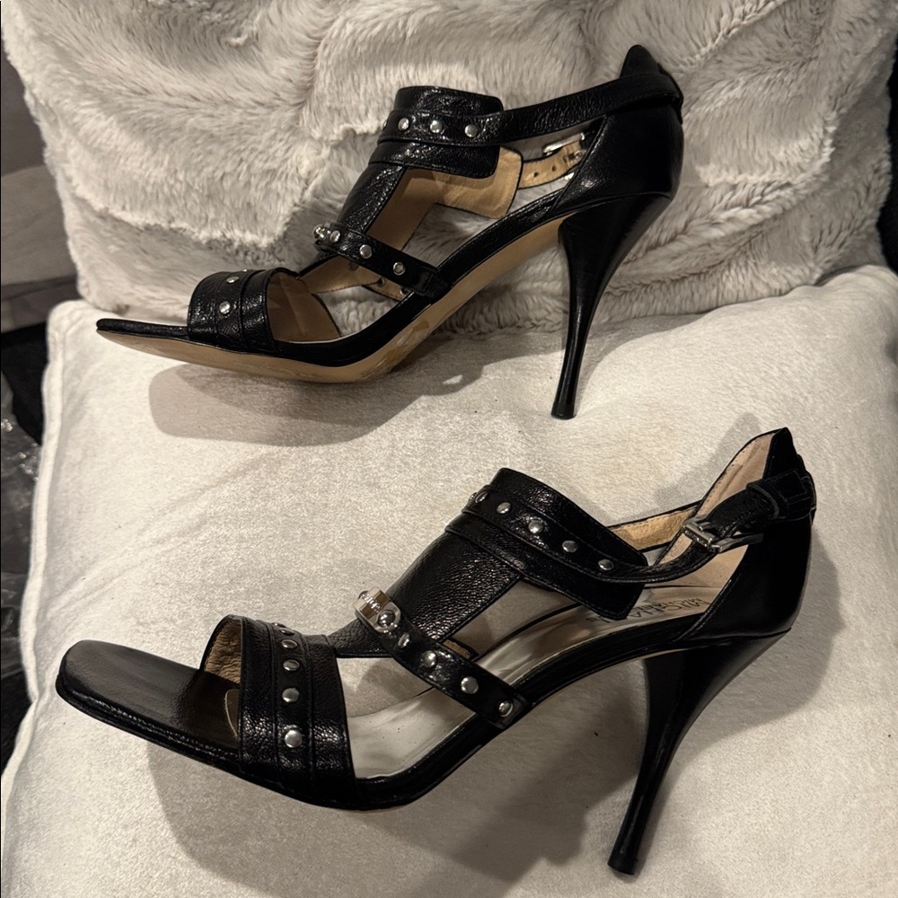 Michael Kors Black Studded Strappy Sandal Heels Size 7.5 - Picture 4 of 9